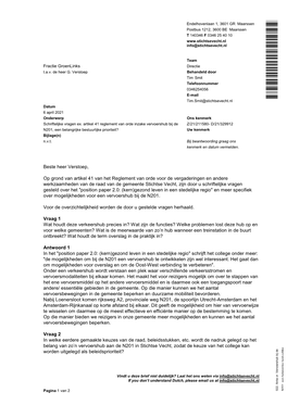 022. Antw.+Vr. Vervoershub Bij De N201, Een Belangrijke Bestuurlijke