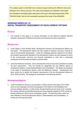 Initial Transport Assessment of Development Options