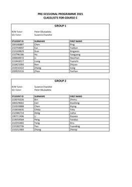 Classlists for C by Group