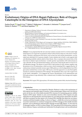 Evolutionary Origins of DNA Repair Pathways: Role of Oxygen Catastrophe in the Emergence of DNA Glycosylases