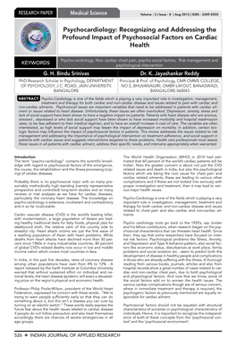 Psychocardiology: Recognizing and Addressing the Profound Impact of Psychosocial Factors on Cardiac Health