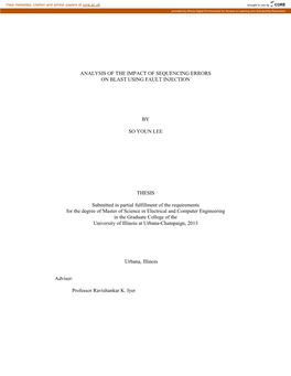 Analysis of the Impact of Sequencing Errors on Blast Using Fault Injection