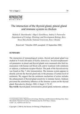 The Interaction of the Thyroid Gland, Pineal Gland and Immune System in Chicken