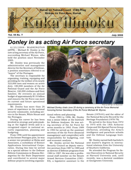 Donley in As Acting Air Force Secretary 6/23/2008 - WASHINGTON (AFPN) -- Michael B