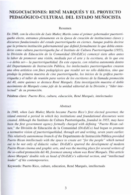 Divedco) Comenzo Siete Anos Antes La Labor De Promover Una Vision, Mediada Por El Arte Y La Escritura, De Lo Que Era -O Deb{A Ser- La Puertorriquenidad