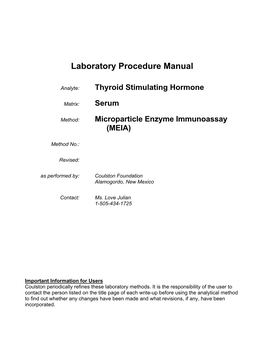 Laboratory Procedure Manual