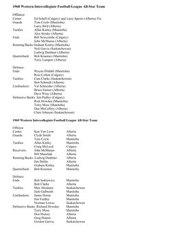 1968 Western Intercollegiate Football League All-Star Team Offence