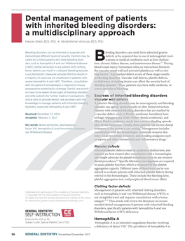 Dental Management of Patients with Inherited Bleeding Disorders: a Multidisciplinary Approach