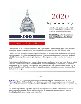 2020 Legislative Wrapup