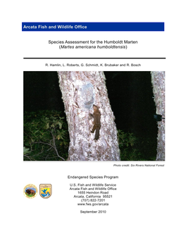 Species Assessment for the Humboldt Marten (Martes Americana Humboldtensis)