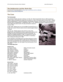 The Smithsonian and the Enola Gay: the Crew