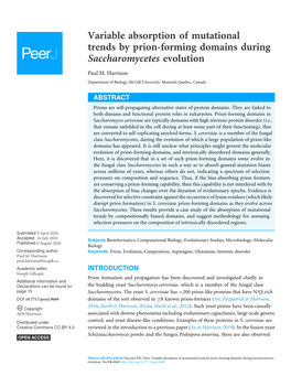 Variable Absorption of Mutational Trends by Prion-Forming Domains During Saccharomycetes Evolution