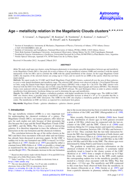 Metallicity Relation in the Magellanic Clouds Clusters�,��,�