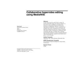 Collaborative Hypervideo Editing Using Mediawiki