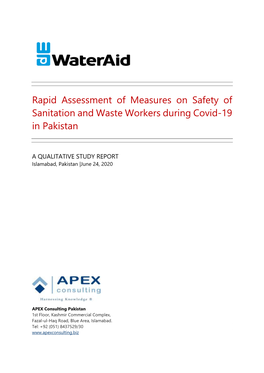 Rapid Assessment of Measures on Safety of Sanitation and Waste Workers During Covid-19 in Pakistan