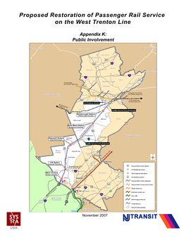 Proposed Restoration of Passenger Rail Service on the West Trenton Line