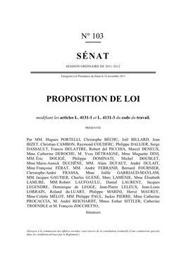 Sénat Proposition De