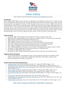 Annie Oakley Topic Guide for Chronicling America (