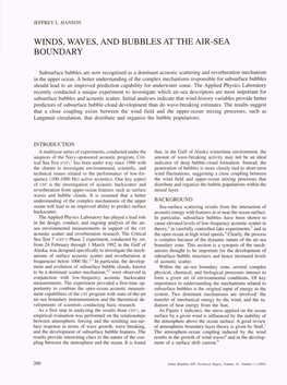 Winds, Waves, and Bubbles at the Air-Sea Boundary