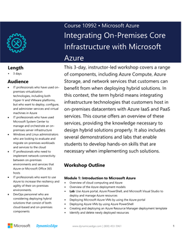 Integrating On-Premises Core Infrastructure with Microsoft Azure