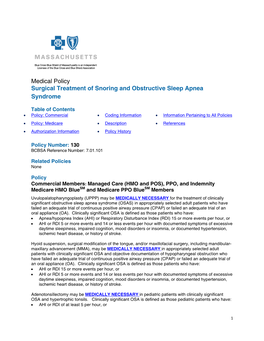 Surgical Treatment of Snoring and Obstructive Sleep Apnea Syndrome