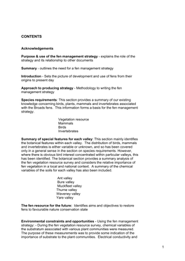 Fen Management Strategy - Explains the Role of the Strategy and Its Relationship to Other Documents