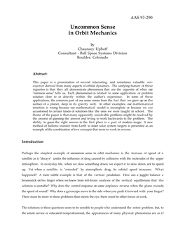 Uncommon Sense in Orbit Mechanics