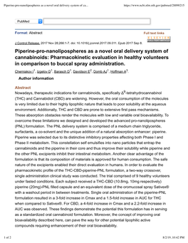 Piperine-Pro-Nanolipospheres As a Novel Oral Delivery System of Ca