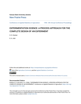 Experimentation Science: a Process Approach for the Complete Design of an Experiment