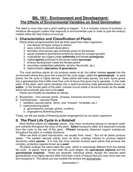 BIL 161: Environment and Development: the Effects of Environmental Variables on Seed Germination