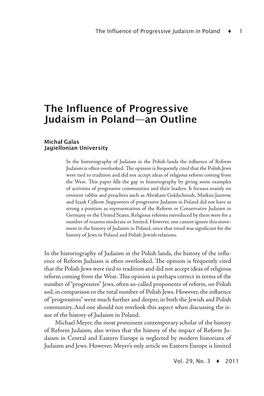 The Influence of Progressive Judaism in Poland—An Outline