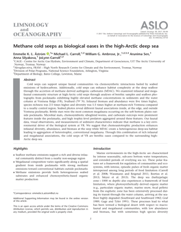 Methane Cold Seeps As Biological Oases in the High‐