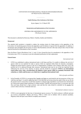 1 Doc. 8.50 CONVENTION on INTERNATIONAL TRADE