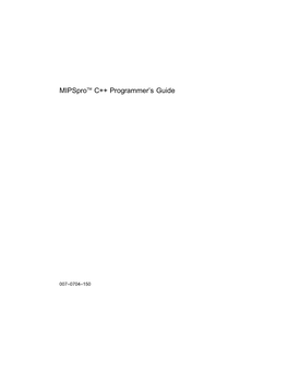 Mipspro C++ Programmer's Guide
