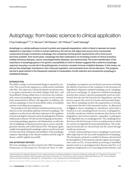 Autophagy: from Basic Science to Clinical Application