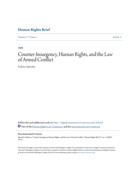 Counter-Insurgency, Human Rights, and the Law of Armed Conflict Federico Sperotto