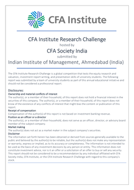 CFA Institute Research Challenge CFA Society India