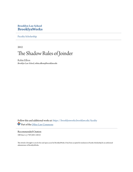 The Shadow Rules of Joinder