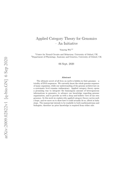 Applied Category Theory for Genomics – an Initiative