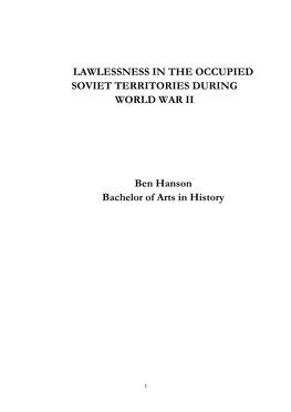 Lawlessness in the Occupied Soviet Territories During World War Ii