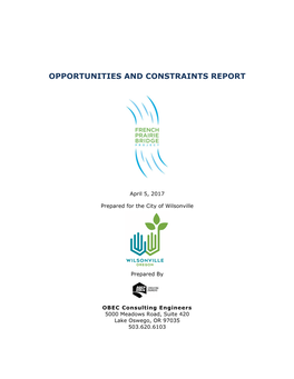 Opportunities and Constraints Report