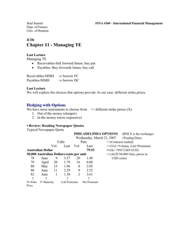 Chapter 11 - Managing TE