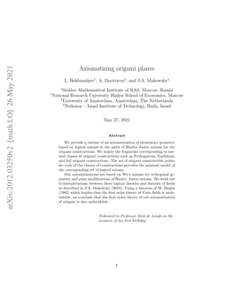 Arxiv:2012.03250V2 [Math.LO] 26 May 2021