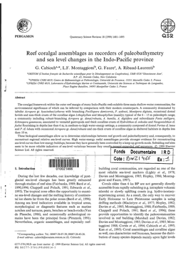 Reef Coralgal Assemblages As Recorders of Paleobathymetry and Sea Level Changes in the Indo-Pacific Province