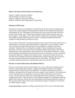 Effects of Erosion Control Practices on Nutrient Loss