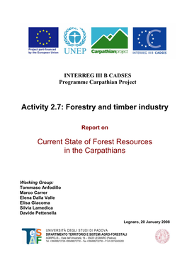Activity 2.7: Forestry and Timber Industry