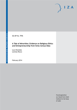 A Tale of Minorities: Evidence on Religious Ethics and Entrepreneurship from Swiss Census Data