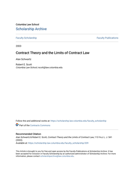 Contract Theory and the Limits of Contract Law