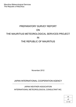 Preparatory Survey Report on the Mauritius Meteorological Services Project in the Republic of Mauritius