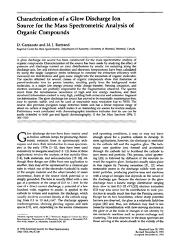 Characterization of a Glow Discharge Ion Source for the Mass Spectrometric Analysis of Organic Compounds